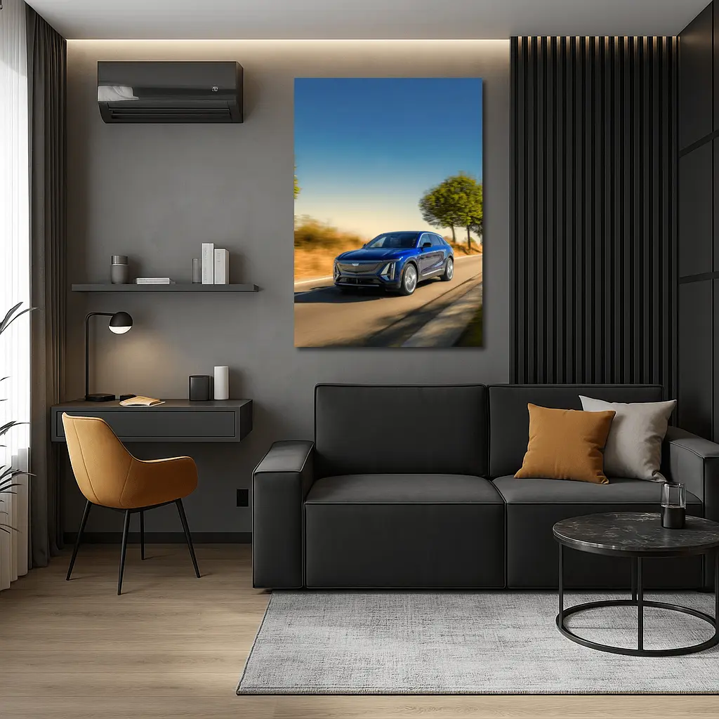 Cadillac Lyriq Blue SUV Open Road Drive – Wall Art