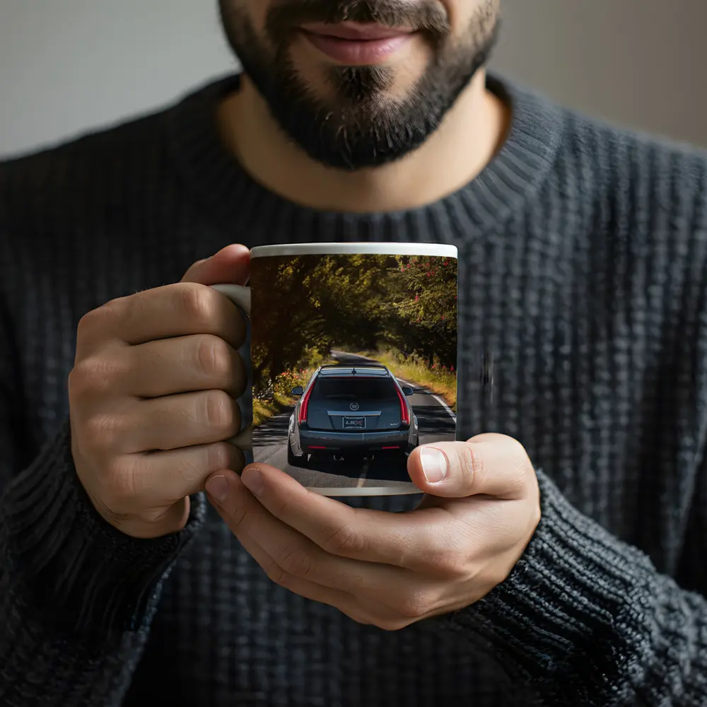 Cadillac CTS Wagon Driving Through Forest Road – Mugs