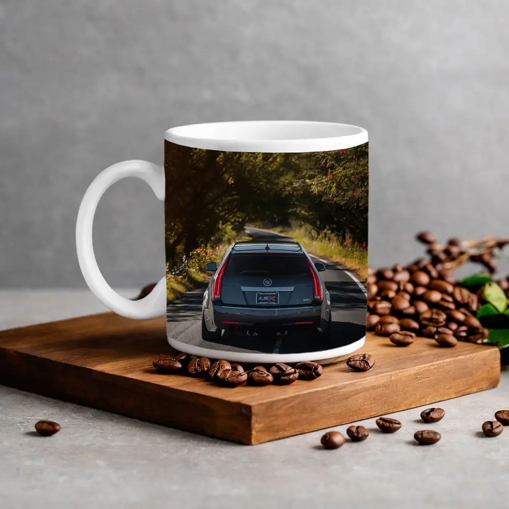 Cadillac CTS Wagon Driving Through Forest Road – Mugs