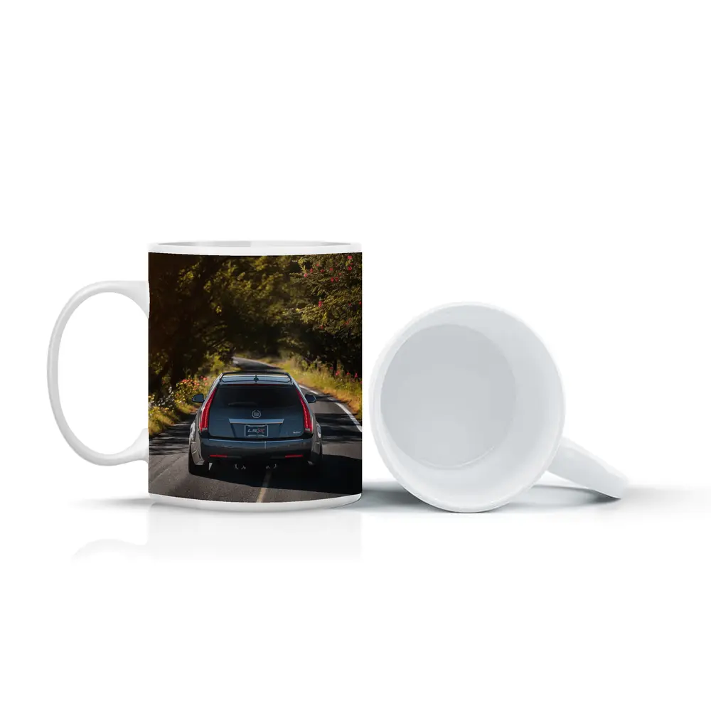 Cadillac CTS Wagon Driving Through Forest Road – Mugs