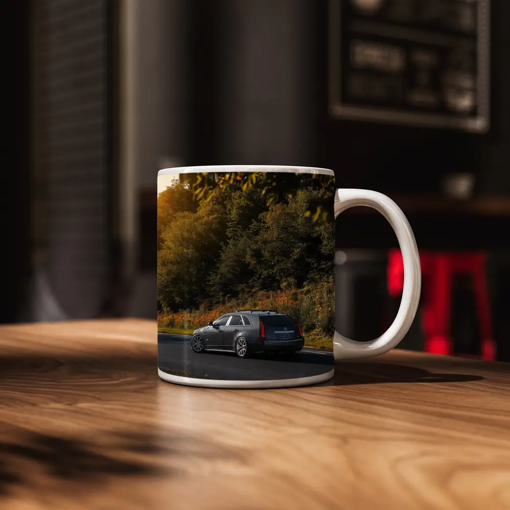Cadillac CTS Wagon Rolling Through Forest Road – Mugs