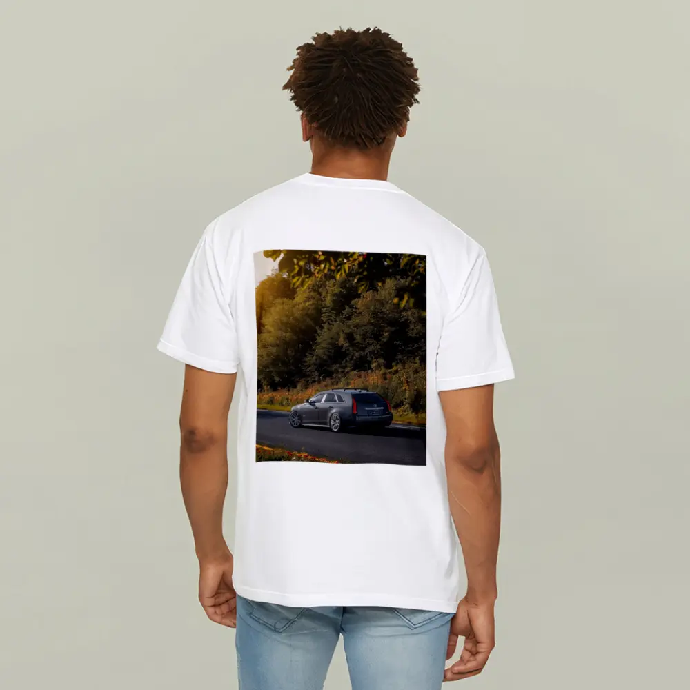 Cadillac CTS Wagon Rolling Through Forest Road – T-Shirts