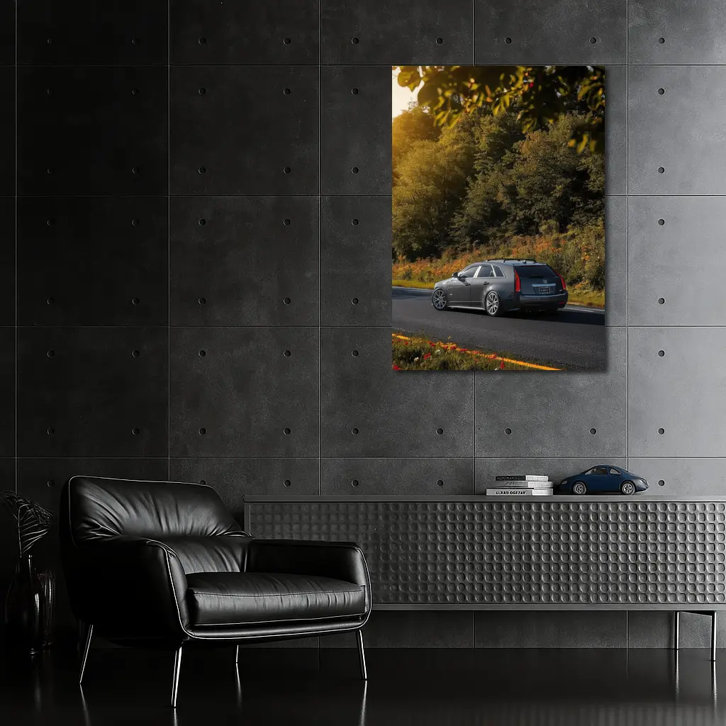 Cadillac CTS Wagon Rolling Through Forest Road – Wall Art