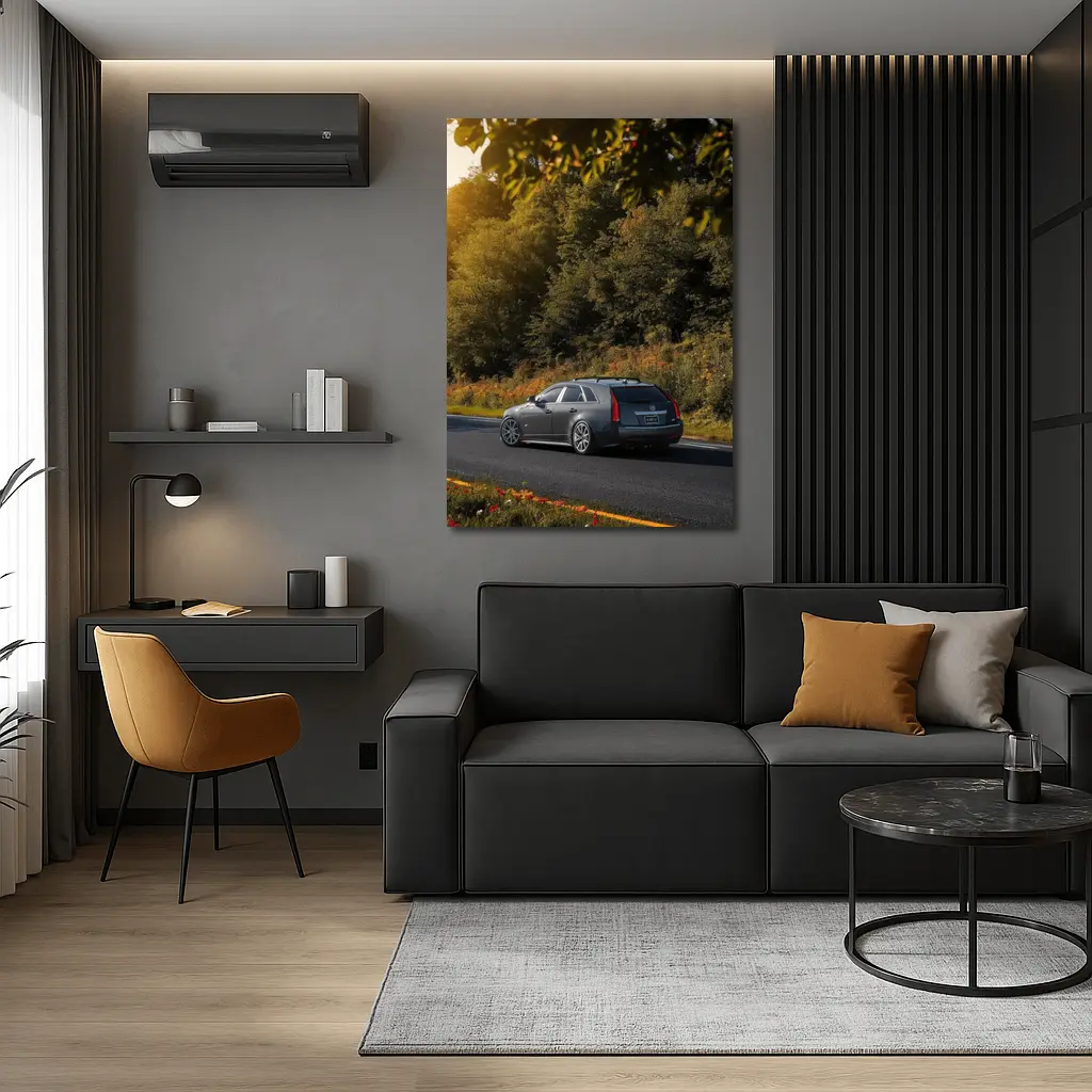Cadillac CTS Wagon Rolling Through Forest Road – Wall Art