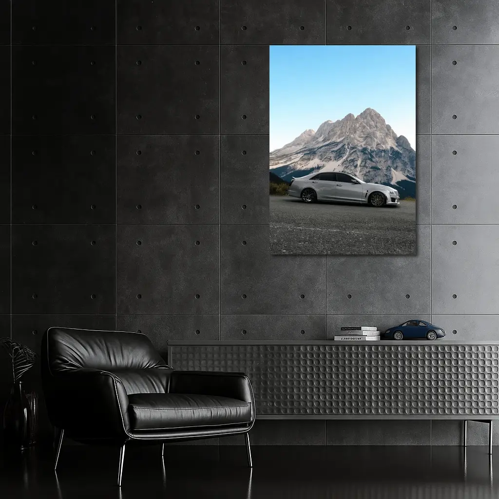 Cadillac CTS Silver Sedan Mountain Background – Wall Art