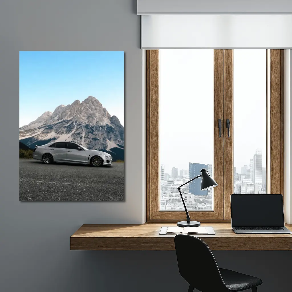Cadillac CTS Silver Sedan Mountain Background – Wall Art