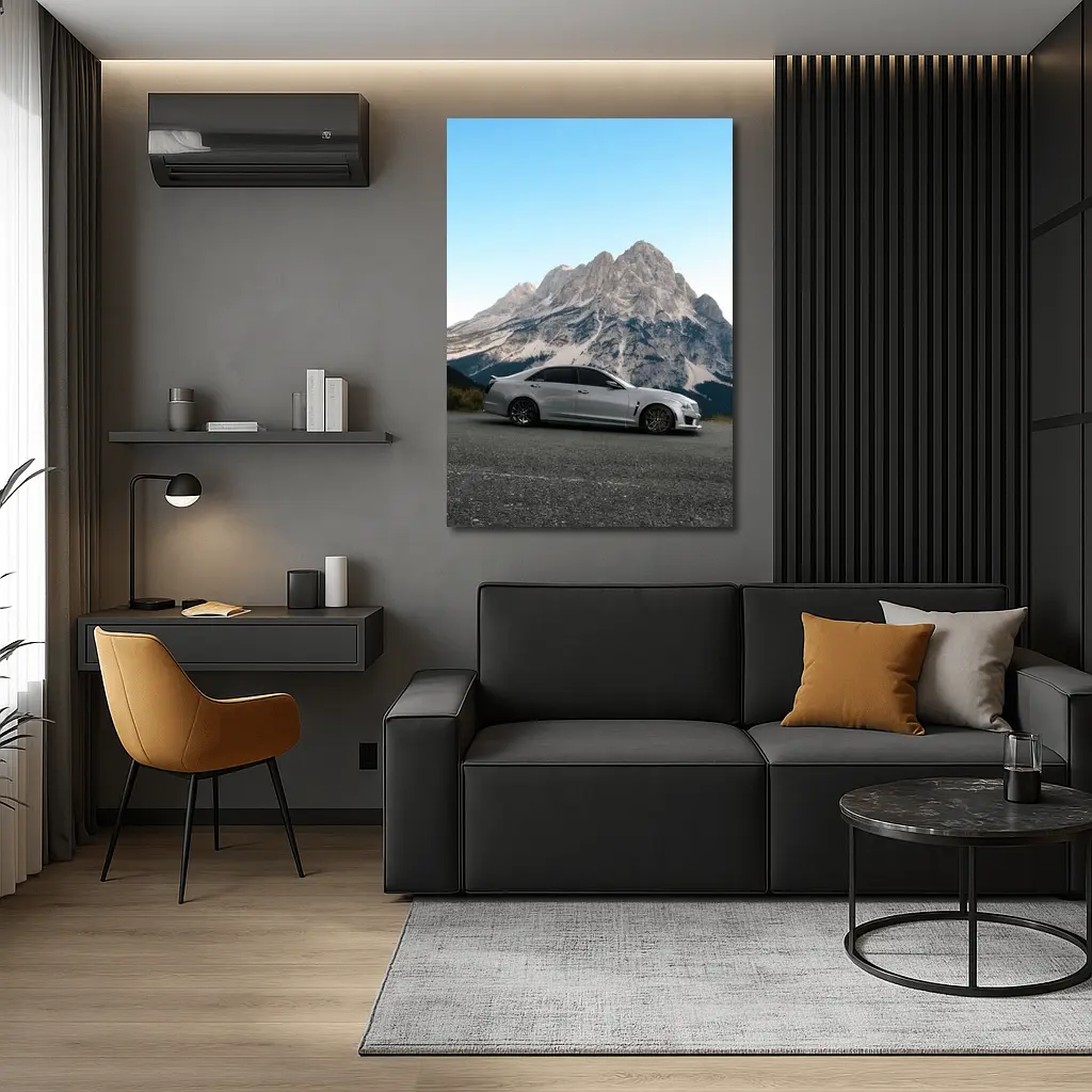 Cadillac CTS Silver Sedan Mountain Background – Wall Art