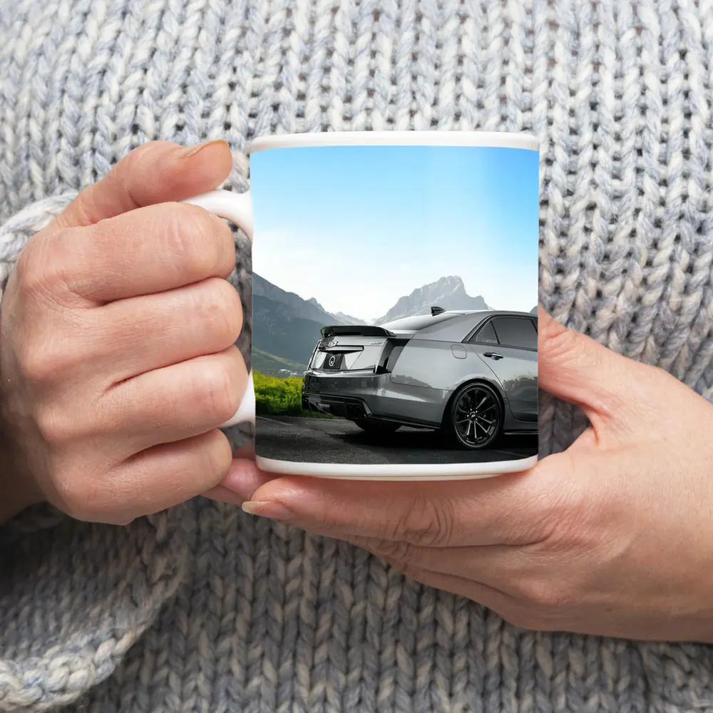 Cadillac CTS Gray Rear Mountain Backdrop – Mugs