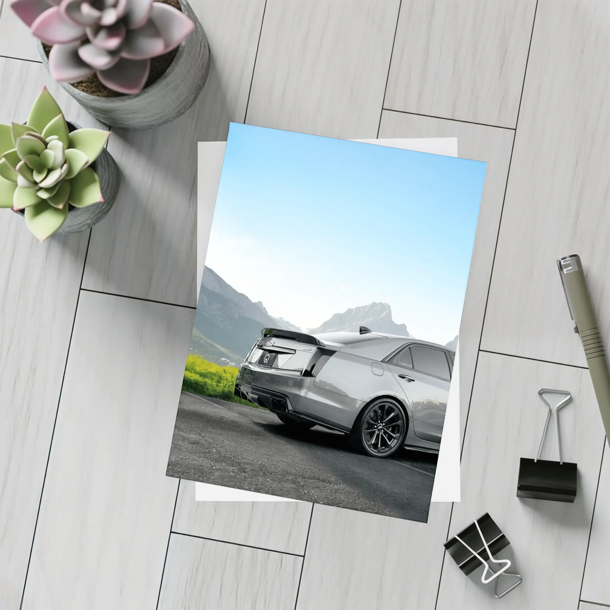 Cadillac CTS Gray Rear Mountain Backdrop – Postcards
