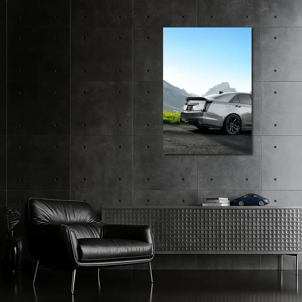Cadillac CTS Gray Rear Mountain Backdrop – Wall Art
