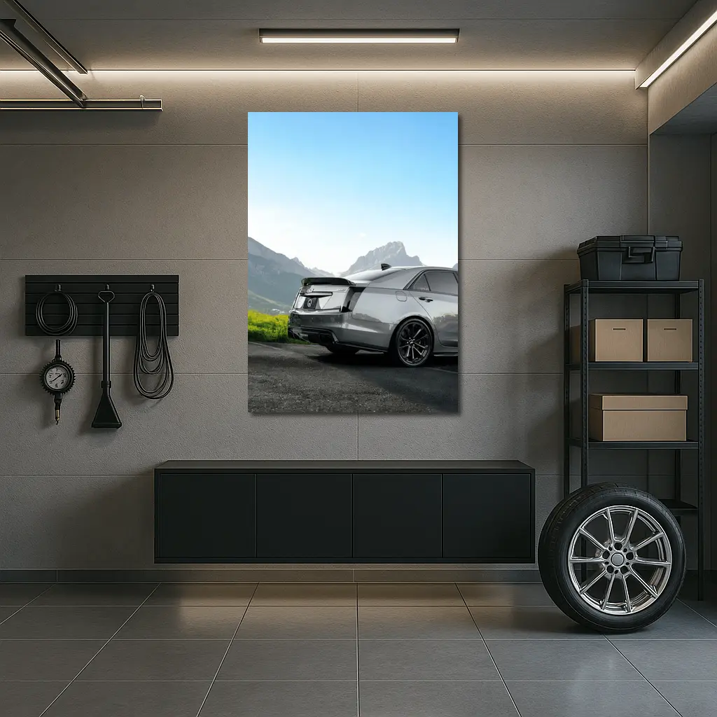 Cadillac CTS Gray Rear Mountain Backdrop – Wall Art