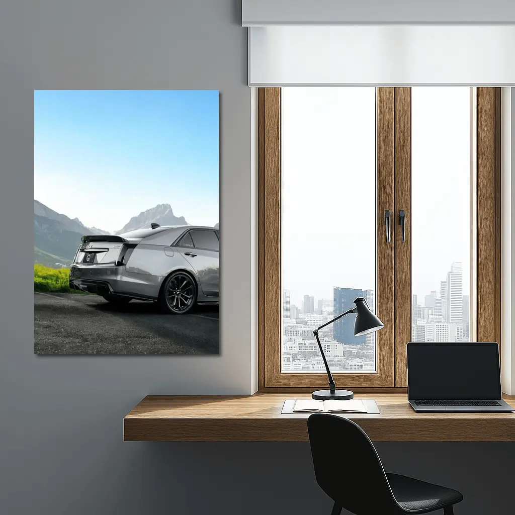 Cadillac CTS Gray Rear Mountain Backdrop – Wall Art