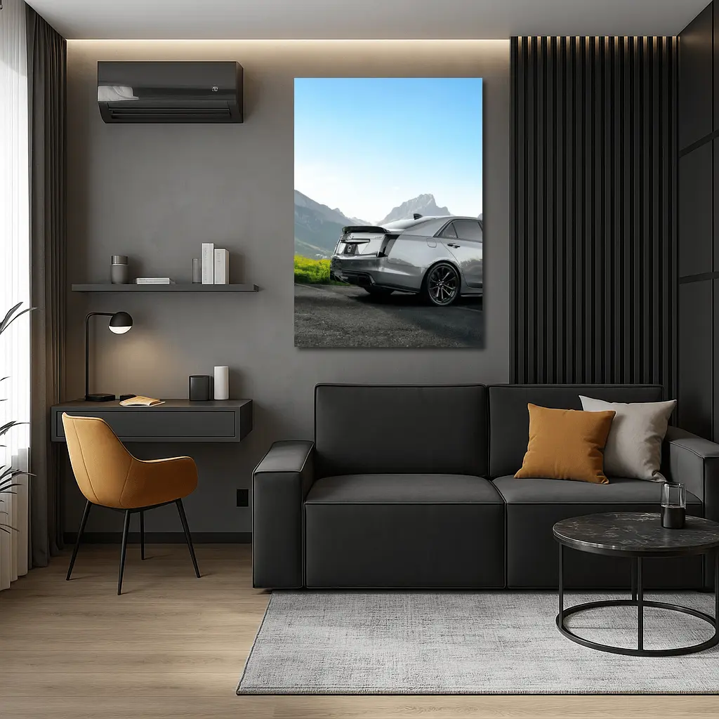 Cadillac CTS Gray Rear Mountain Backdrop – Wall Art