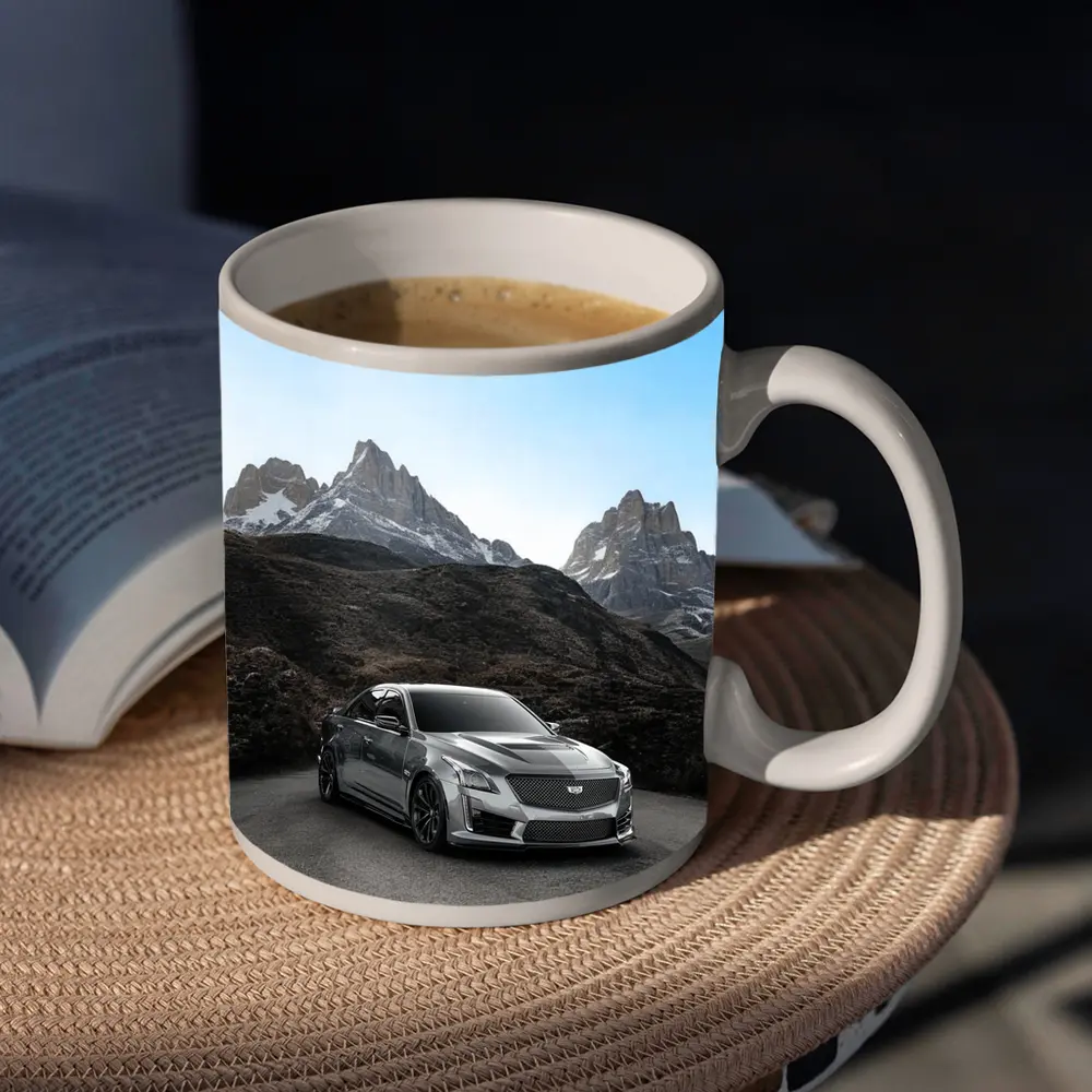 Cadillac CTS Gray Sedan Mountain Backdrop – Mugs