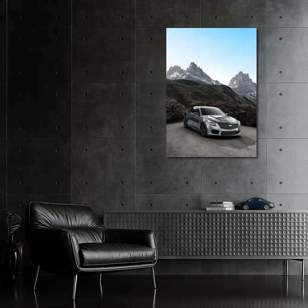 Cadillac CTS Gray Sedan Mountain Backdrop – Wall Art