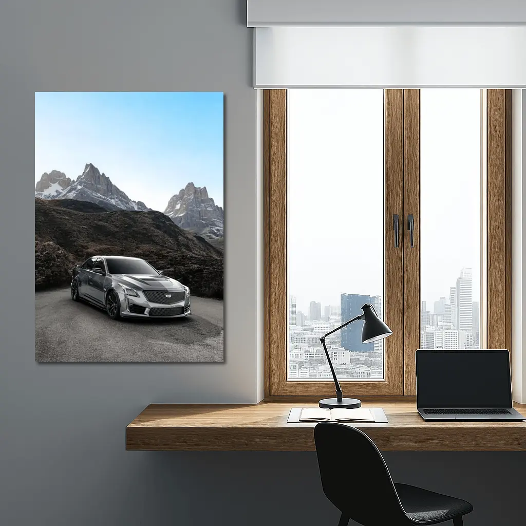 Cadillac CTS Gray Sedan Mountain Backdrop – Wall Art