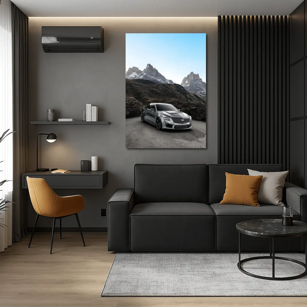 Cadillac CTS Gray Sedan Mountain Backdrop – Wall Art