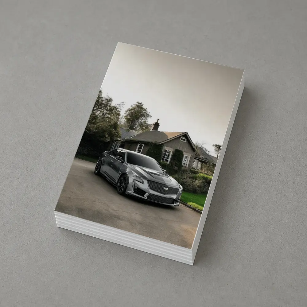 Cadillac CTS Silver Sedan Country Village Setting – Postcards