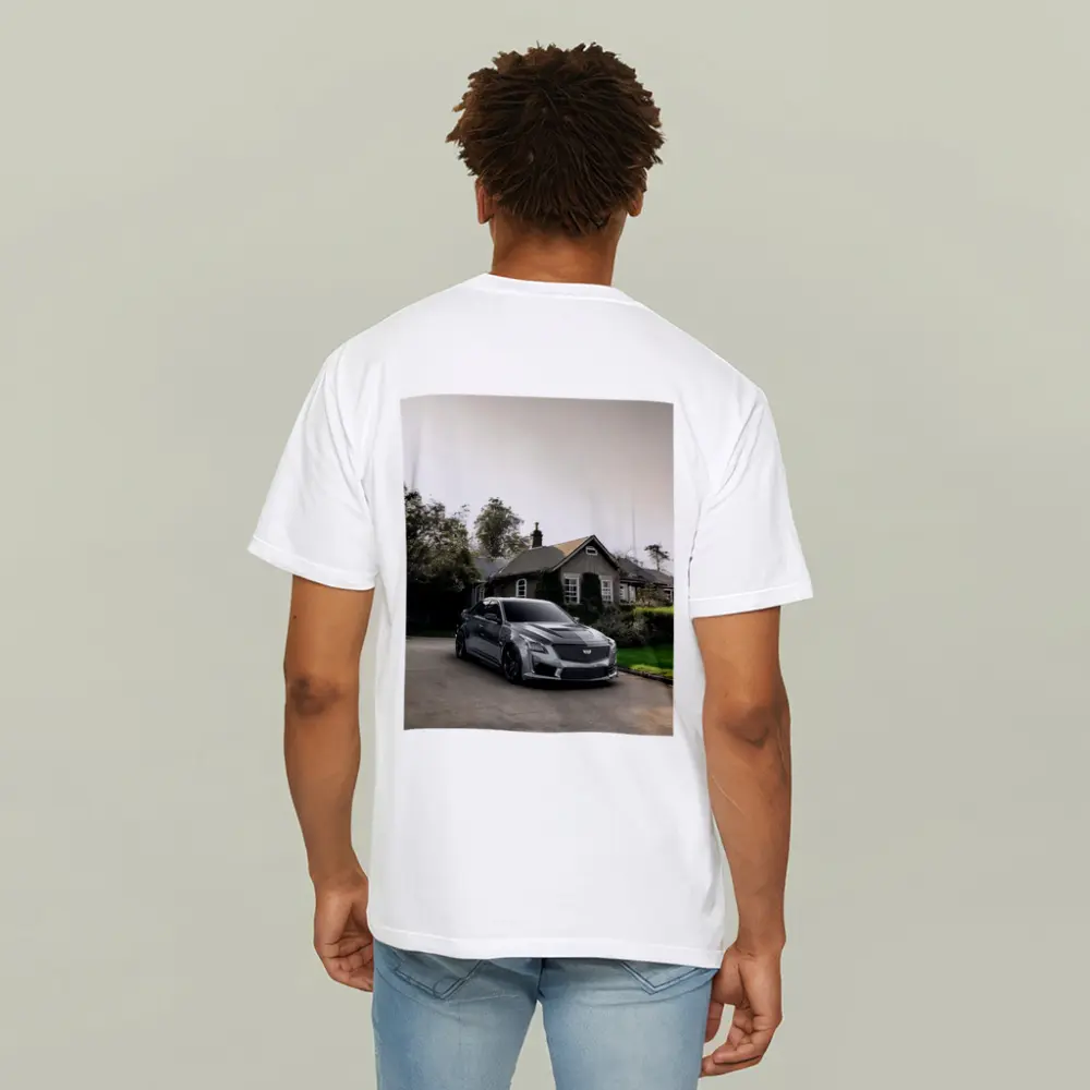 Cadillac CTS Silver Sedan Country Village Setting – T-Shirts