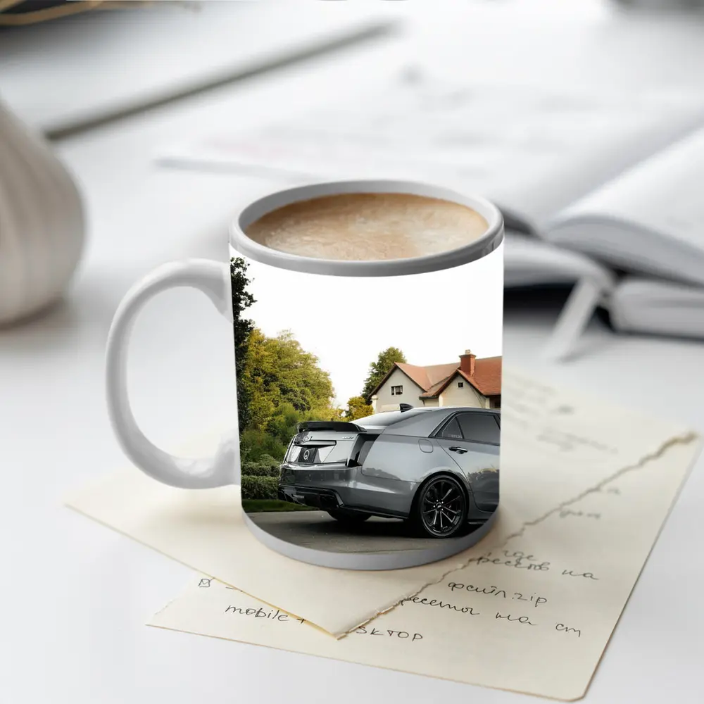 Cadillac ATS Gray Sedan Suburban Neighborhood – Mugs