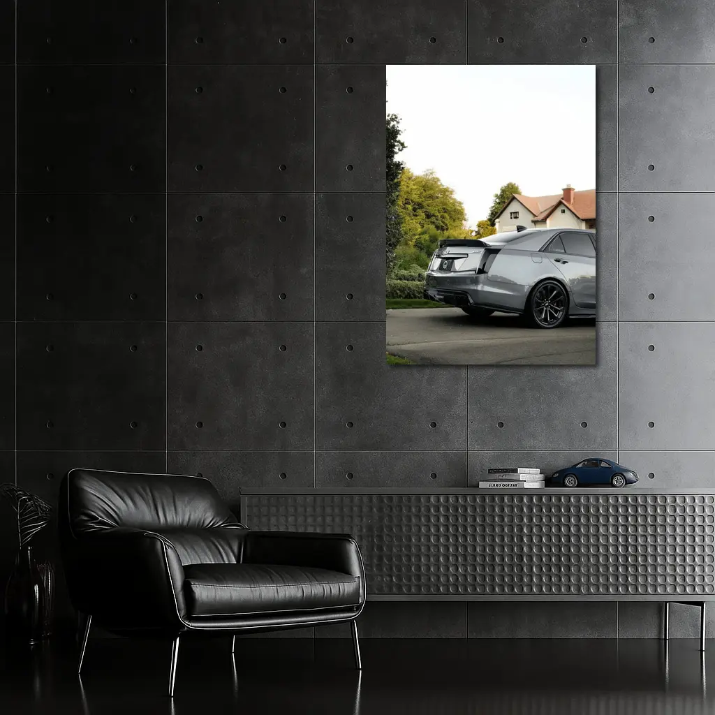 Cadillac ATS Gray Sedan Suburban Neighborhood – Wall Art