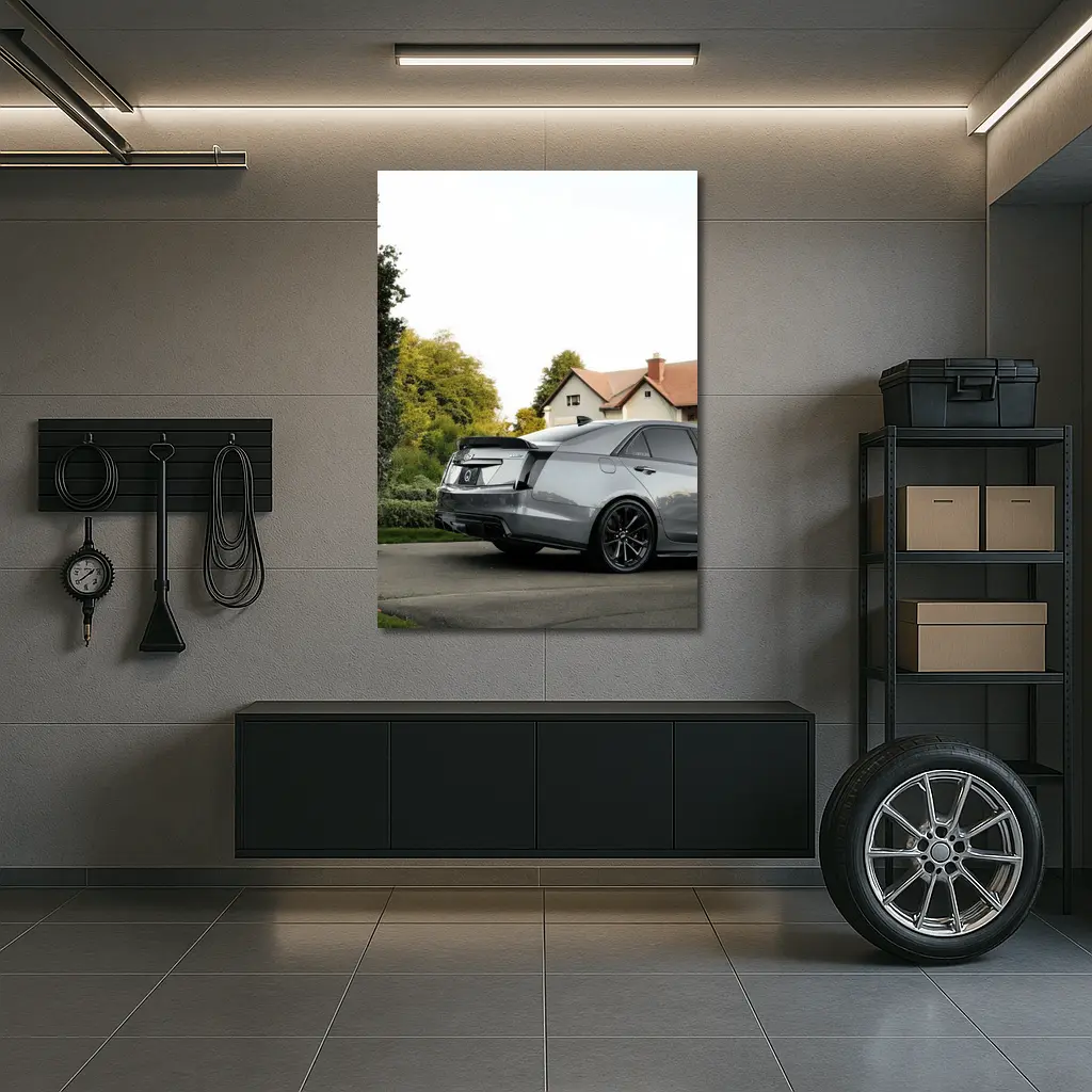 Cadillac ATS Gray Sedan Suburban Neighborhood – Wall Art