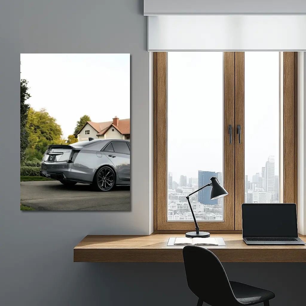 Cadillac ATS Gray Sedan Suburban Neighborhood – Wall Art