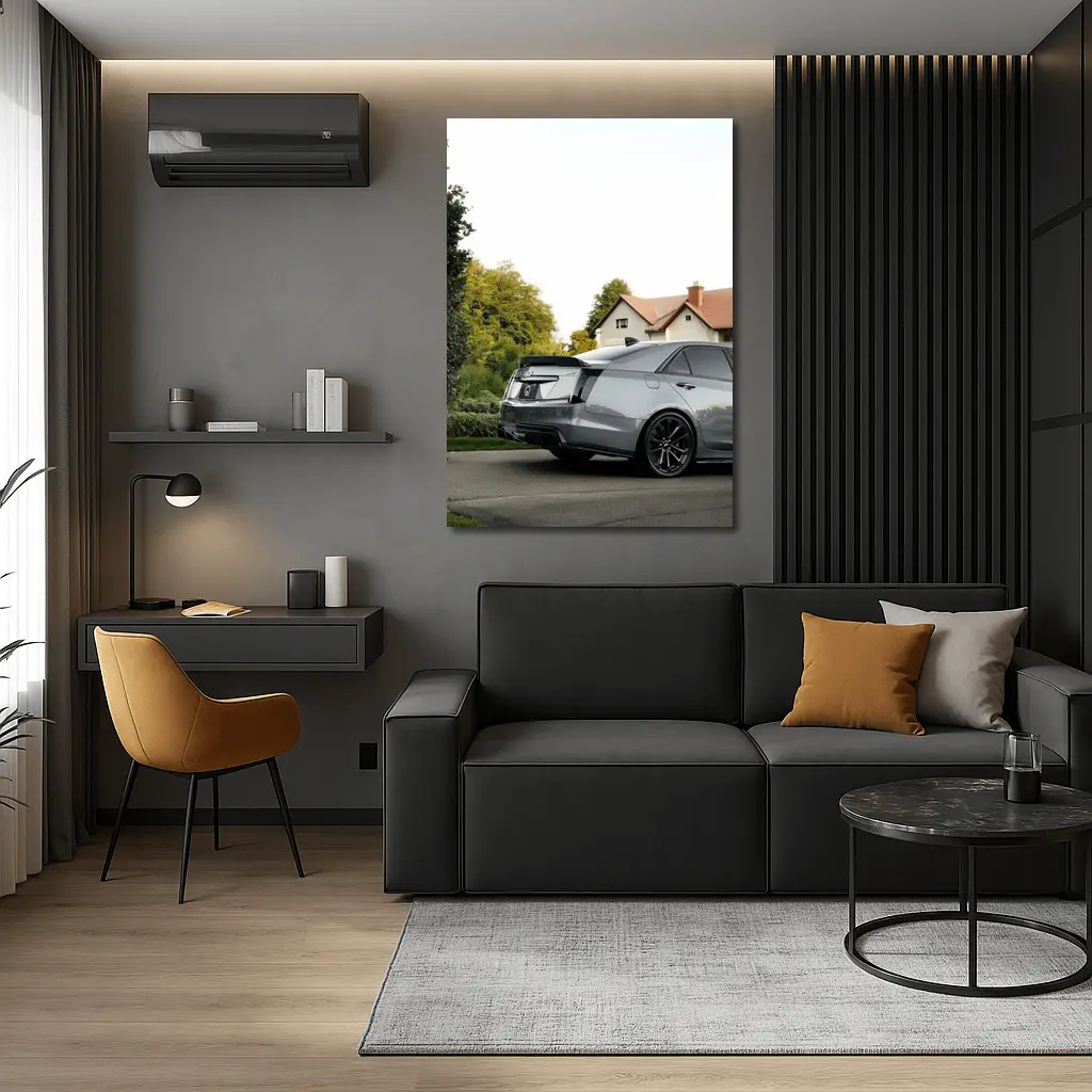 Cadillac ATS Gray Sedan Suburban Neighborhood – Wall Art
