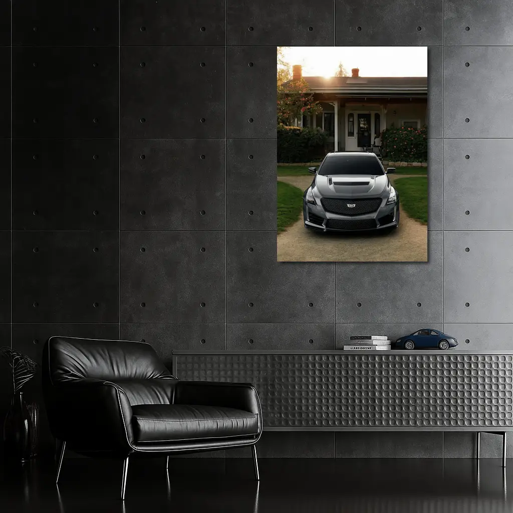 Cadillac CTS Gray Car Village Driveway – Wall Art