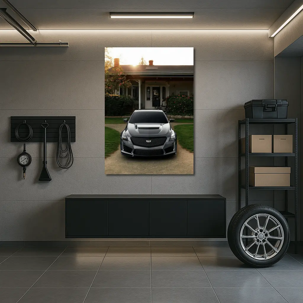 Cadillac CTS Gray Car Village Driveway – Wall Art