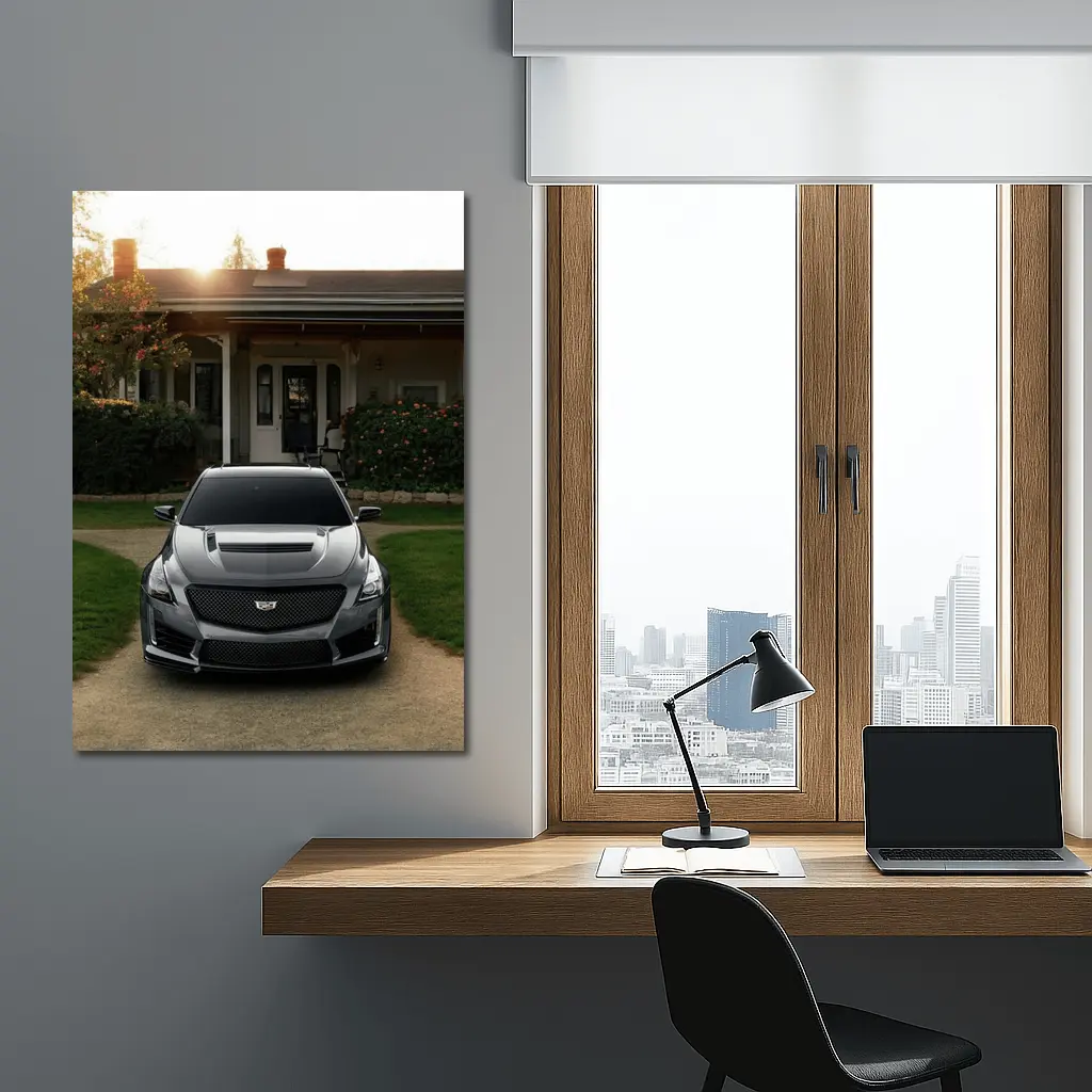 Cadillac CTS Gray Car Village Driveway – Wall Art