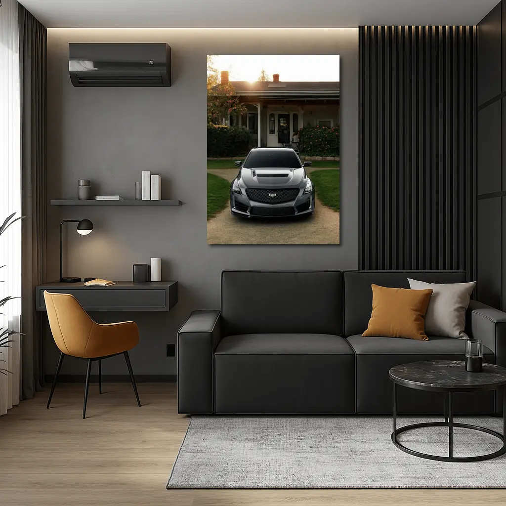 Cadillac CTS Gray Car Village Driveway – Wall Art