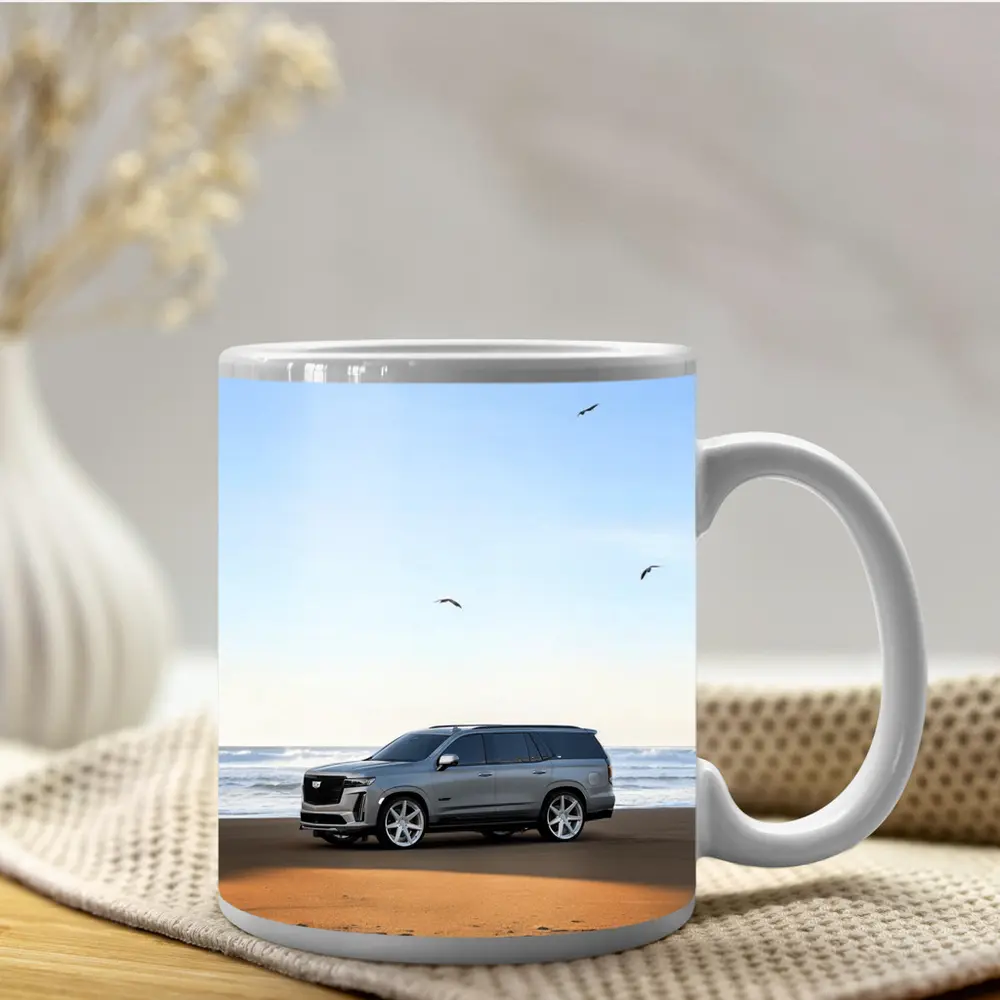 Cadillac Escalade Gray SUV Beach Shore – Mugs