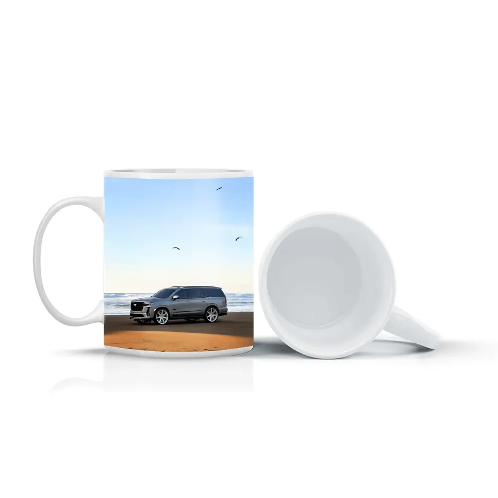 Cadillac Escalade Gray SUV Beach Shore – Mugs