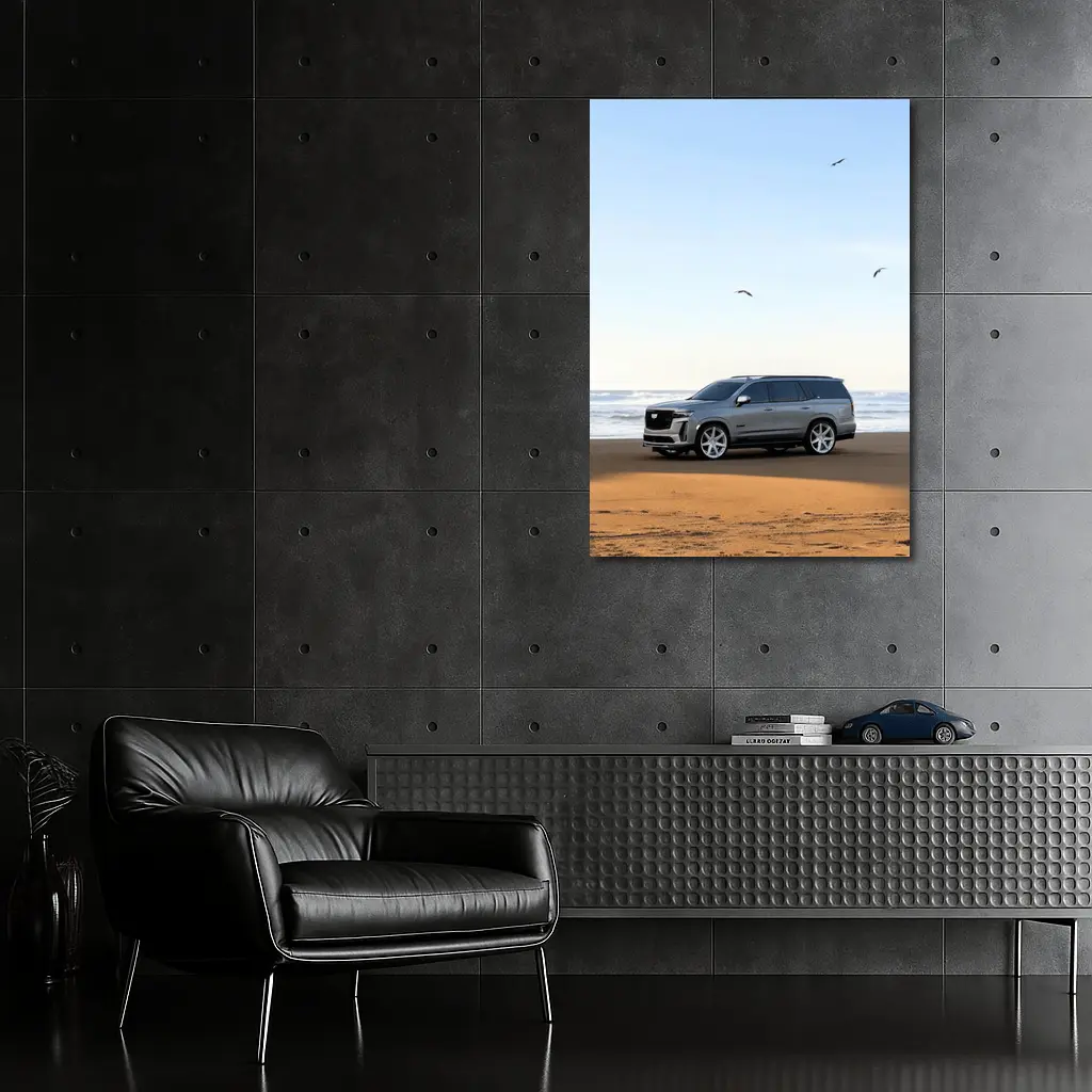 Cadillac Escalade Gray SUV Beach Shore – Wall Art