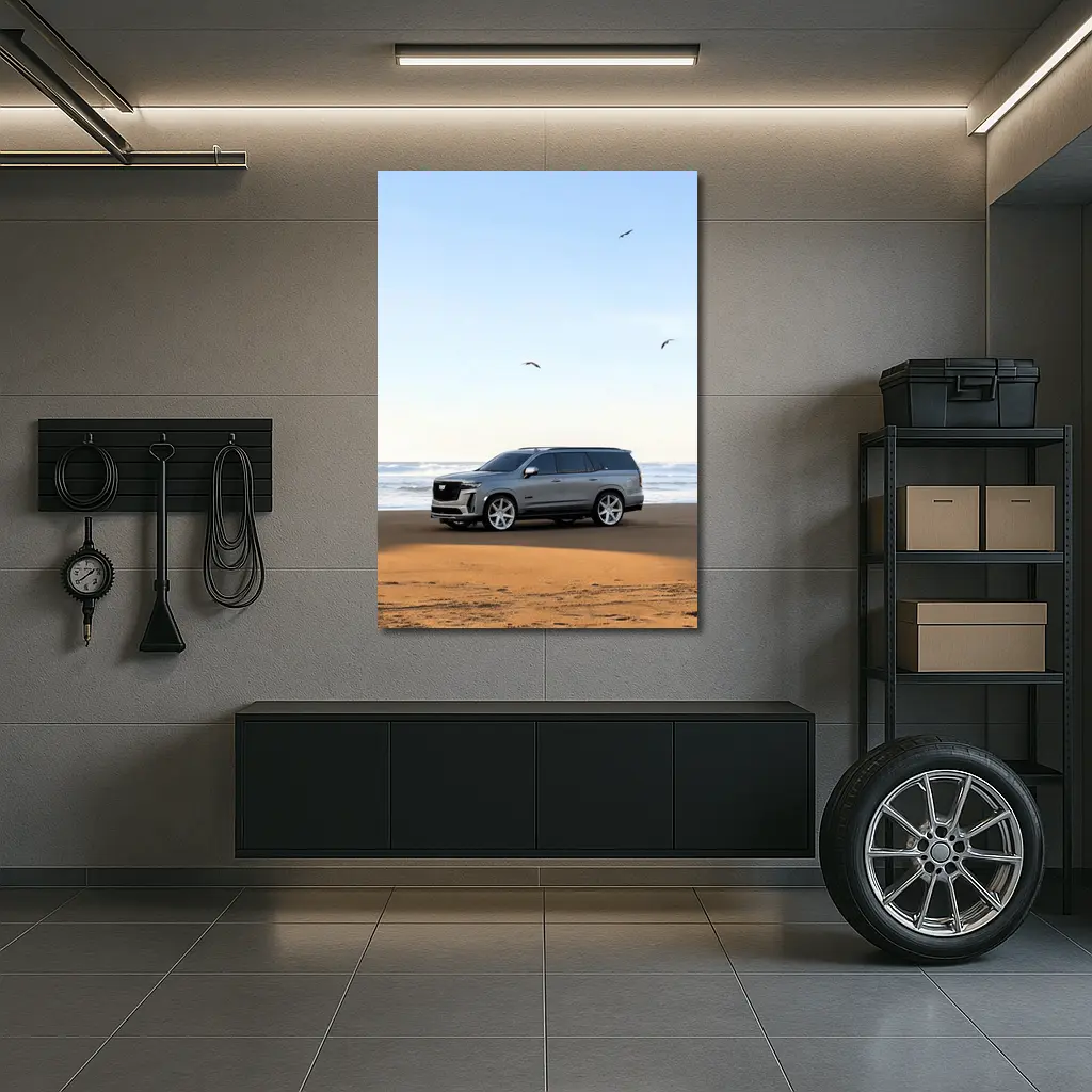 Cadillac Escalade Gray SUV Beach Shore – Wall Art