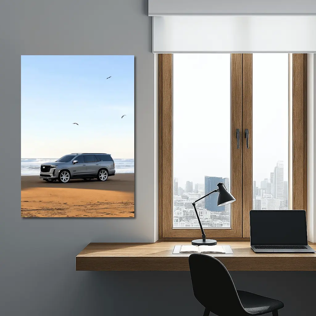 Cadillac Escalade Gray SUV Beach Shore – Wall Art