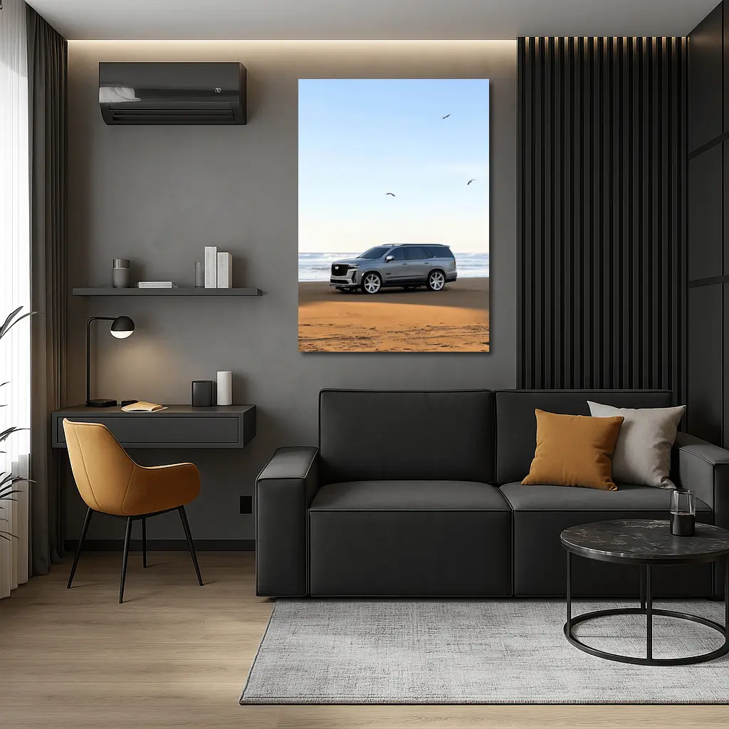 Cadillac Escalade Gray SUV Beach Shore – Wall Art