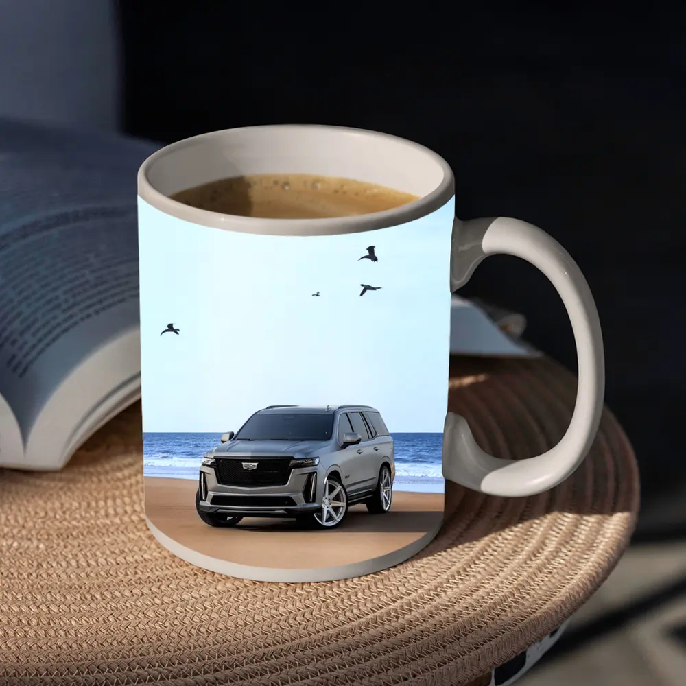 Cadillac Escalade Gray SUV Beach Shore – Mugs