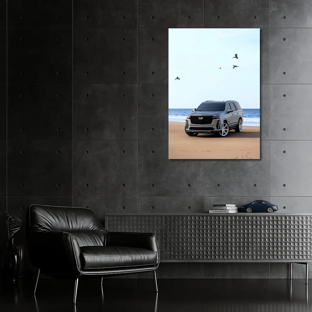 Cadillac Escalade Gray SUV Beach Shore – Wall Art
