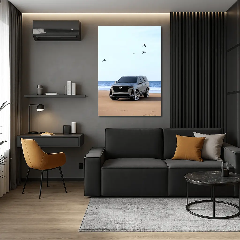 Cadillac Escalade Gray SUV Beach Shore – Wall Art