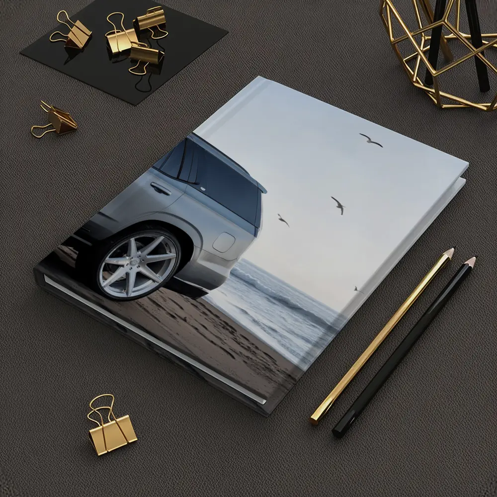 Cadillac Escalade Silver SUV Beach Scene – Notebooks