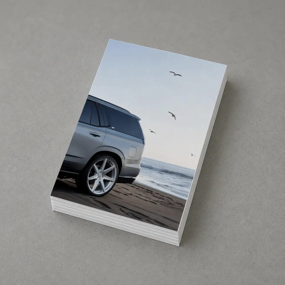 Cadillac Escalade Silver SUV Beach Scene – Postcards