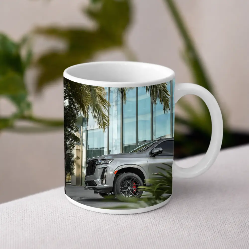 Cadillac Escalade Gray SUV Palm Tree – Mugs