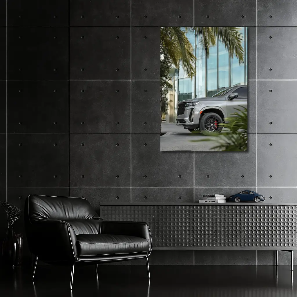 Cadillac Escalade Gray SUV Palm Tree – Wall Art