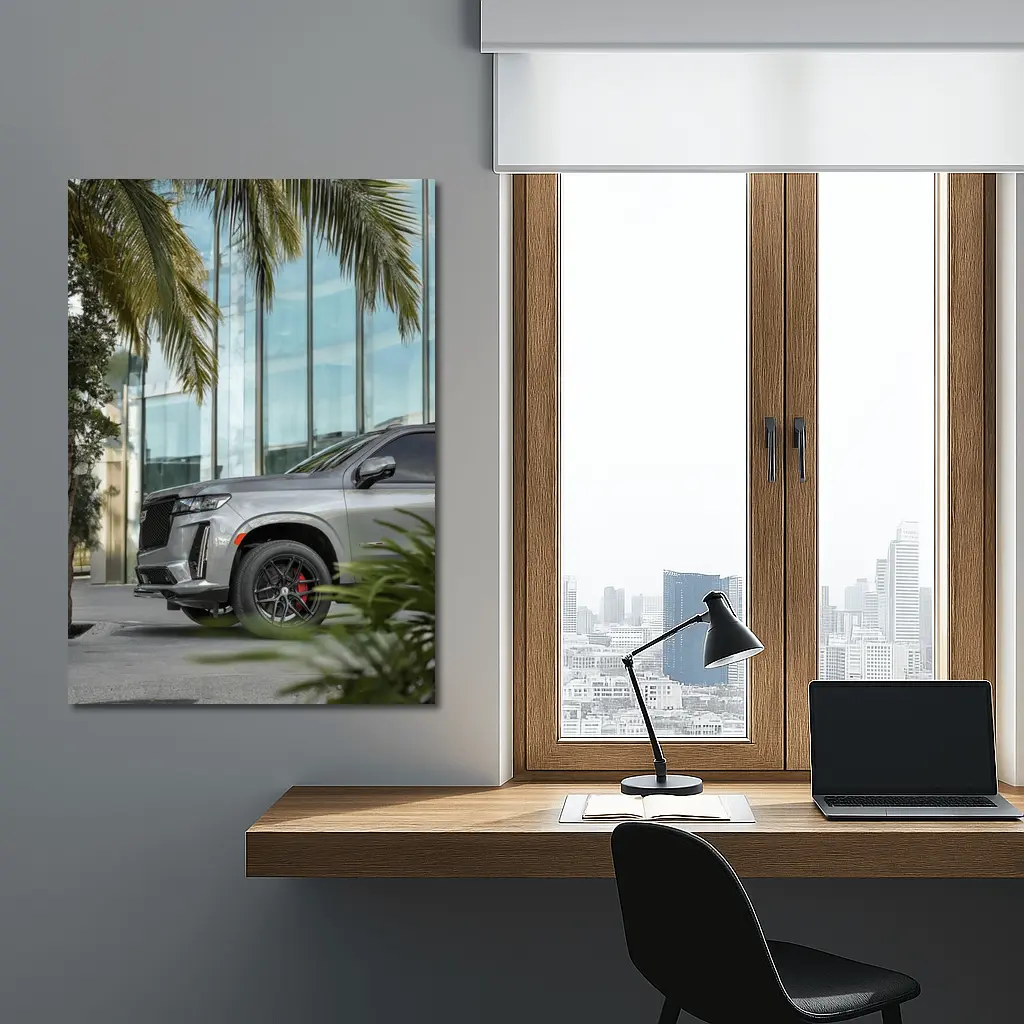 Cadillac Escalade Gray SUV Palm Tree – Wall Art