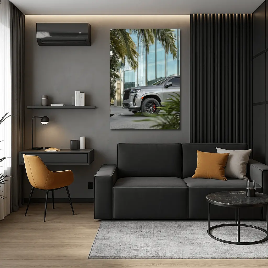 Cadillac Escalade Gray SUV Palm Tree – Wall Art