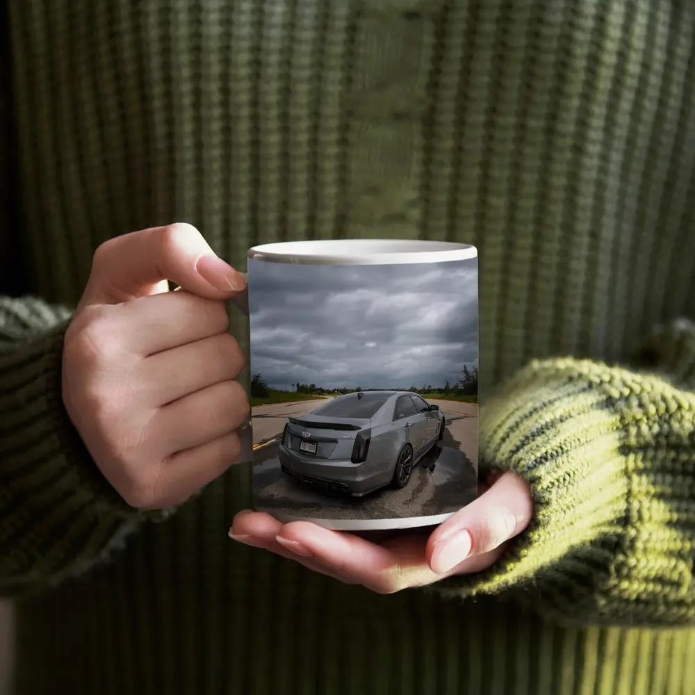 Cadillac CTS Sedan Gray Stormy Road – Mugs
