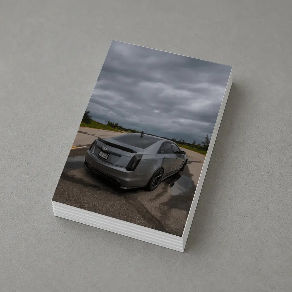 Cadillac CTS Sedan Gray Stormy Road – Postcards