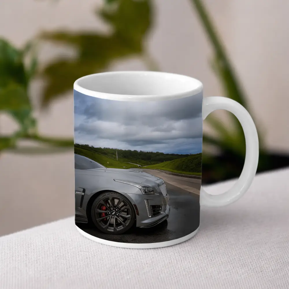 Cadillac CTS Silver Sedan Wet Road – Mugs